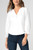 3/4 SLV KNIT-TO-WOVEN TOP W/ SMOCKING - WHITE