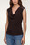 DRAPED NECK SLVLESS KNIT TOP W/ LACE - JAVA