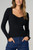 LONG SLV SWEETHRT NECK SWEATER W/ RUFFLE - BLACK