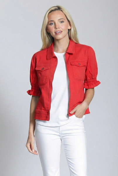 APNY ZIP FRONT JACKET W/FLOUNCE SLEEVE