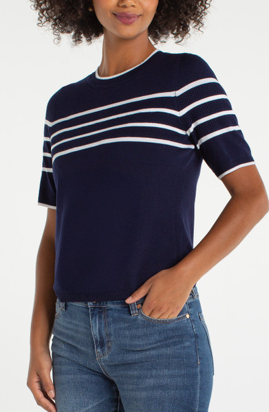 SHORT SLEEVE CREW NECK SWEATER