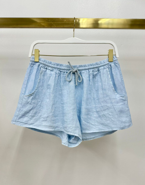 DRAWSTRING LINEN SHORT SHORTS WITH POCKETS