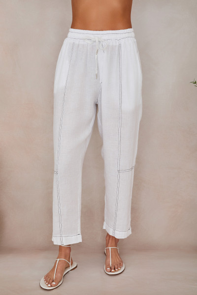 DRAWSTRING WAISTBAND EDGE STITCH DETAIL
