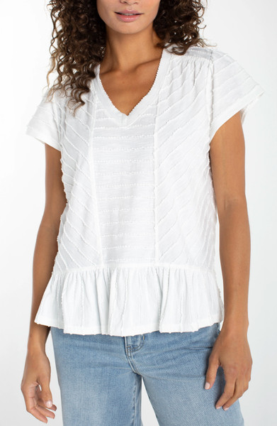 SHORT SLEEVE V NECK TOP