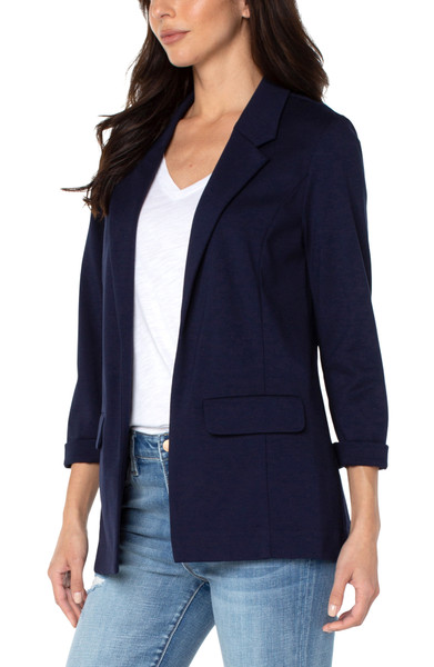 BOYFRIEND BLAZER W PRINCESS DARTS - CADET BLUE