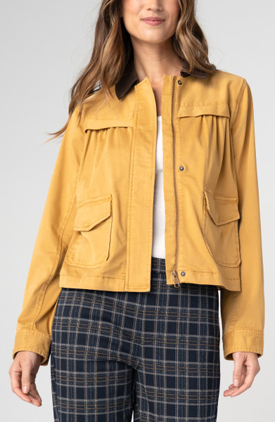 COLLARED SWING JACKET W FLAP POCKETS - GOLD RUSH