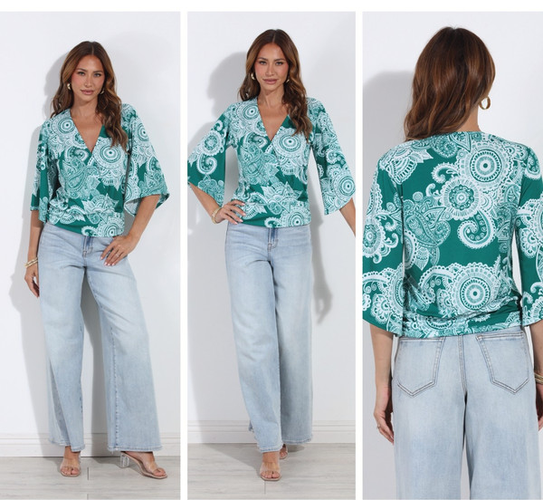 VERONICA M ITY KIMONO BANDED TOP - CLEO