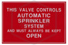 Valve Controls Sign | 4 in. x 6 in. | Red w/ White Letters