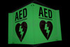 AED Sign | Photoluminescent | 3-Way Emergency Sign | 8 in. x 8 in.