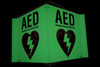 AED Sign | Photoluminescent | 3-Way Emergency Sign | 8 in. x 8 in.