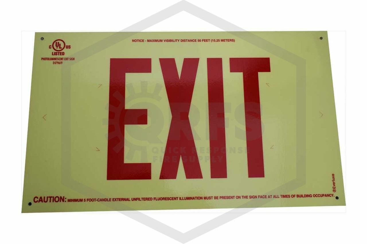 EXITサイン Exit Sign Photoluminescent Red on White 16 in. x 9.5 in.