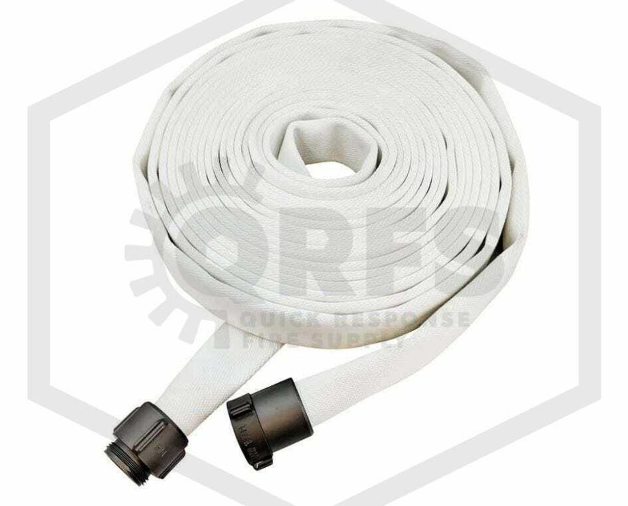 White 2 1/2 x 25 Double Jacket Mill Hose with Aluminum NH Couplings 