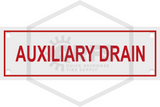 Auxiliary Drain Sign | FPPI | 6 in. x 2 in. | Red w/ White Letters | Hero