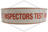 Inspectors Test Decal | FPPI | 6 in. x 2 in. | Red w/ White Letters | Roll of 100 | Detail