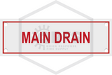 Main Drain Sign | FPPI | 6 in. x 2 in. | Red w/ White Letters | Hero