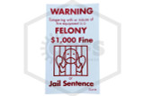 Fire Extinguisher Cabinet Felony Warning Decal | 5" x 3"