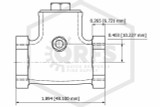 Swing Check Valve | 1/2 in. NPT x NPT | Brass | 200 PSI | Body Dimensions Image | QRFS