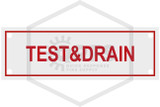 Test & Drain Sign | 6 in. x 2 in. | White w/ Red Letters | Hero