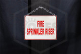 Fire Sprinkler Riser Sign | 9 in. x 7 in. | White w/ Red Letters | Installed