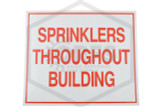 Sprinklers Throughout Building Sign | 12 in. x 10 in. | White w/ Red Letters