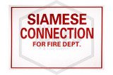 Siamese Connection for Fire Dept. Sign | 12 in. x 10 in. | White w/ Red Letters | QRFS™ | Hero