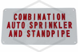 Combo Auto Sprinkler and Standpipe Sign | 12 in. x 6 in. | White w/ Red Letters | QRFS | Hero