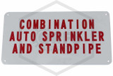 Combo Auto Sprinkler and Standpipe Sign | 12 in. x 6 in. | White w/ Red Letters | QRFS™ | Hero