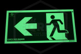 Egress Path Sign | Photoluminescent | Icon and Arrow Face Left | 12 in. x 6 in. | Glowing