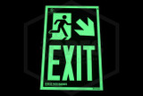 Egress Path Sign | Photoluminescent | "EXIT" with Right Diagonal Arrow and Icon | 8 in. x 12 in. | Glowing