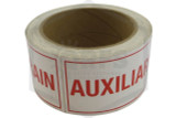 Auxiliary Drain Decal | 6 in. x 2 in. (Roll of 100) | White w/ Red Letters