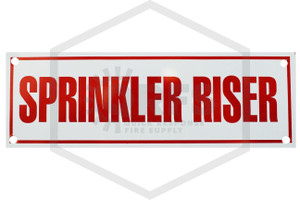 Sprinkler Riser Sign | 6 in. x 2 in. | White w/ Red Letters
