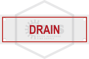 Drain Sign | FPPI | 6 in. x 2 in. | Red w/ White Letters | Hero