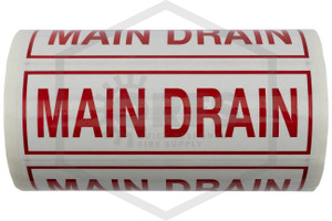 Drain Lettering Main Drain Sign | 6 in. x 2 in. | Red & White