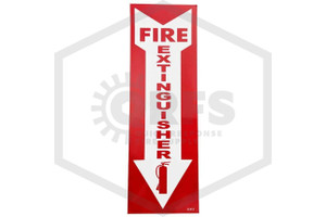 Fire Extinguisher Decal | 12 in. x 4 in. | White Arrow w/ Red Letters | QRFS™ | Hero