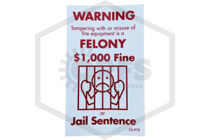 Felony Warning $1,000 Fine Decal | 5 in. x 3 in. | White w/ Red Letters | QRFS™ | Hero