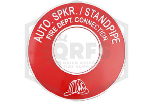 FDC Identification Plate | 4 in. | Round | Auto Spkr/Standpipe | Red | QRFS | Hero