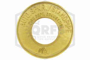 FDC Identification Plate | 4 in. | Round | Auto Spkr/Standpipe | Cast Brass | QRFS™ | Hero