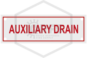 Auxiliary Drain Sign | 6 in. x 2 in. | White w/ Red Letters | Hero