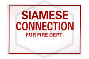 Siamese Connection for Fire Dept. Sign | 12 in. x 10 in. | White w/ Red Letters | QRFS™ | Hero