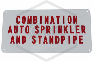 Combo Auto Sprinkler and Standpipe Sign | 12 in. x 6 in. | White w/ Red Letters | QRFS™ | Hero