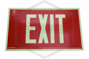 Exit Sign | Photoluminescent | White on Red | 16 in. x 9-1/2 in.