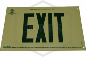 Exit Sign | Photoluminescent | Green on White | 16 in. x 9-1/2 in.