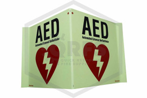 AED Sign | Photoluminescent | 3-Way Emergency Sign | 8 in. x 8 in.
