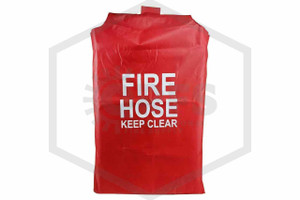 Cover for 100 ft. & 125 ft. Hose Racks | Fabric Reinforced PVC | Red w/ White Lettering | QRFS | Hero