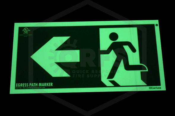 Egress Path Sign | Photoluminescent | Icon and Arrow Face Left | 12 in. x 6 in.