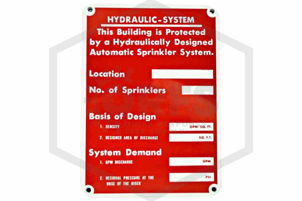 Hydraulic System Sign | 5 in. x 7 in. | Red w/ White Letters