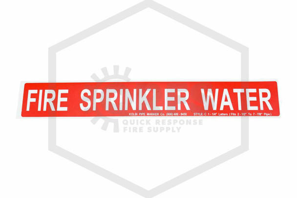 2 in. x 14 in. Self-Adhesive Fire Sprinkler Water Decal | Pipe Markers