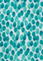 A pattern featuring teal and aqua watercolour spots on a white background, ideal for fabric or textile design.
