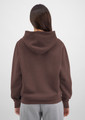 A brown hoodie with a hood, featuring a relaxed fit and long sleeves, shown from the back.