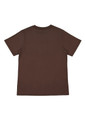 A brown women's short sleeve tee featuring a simple design and a logo on the label.